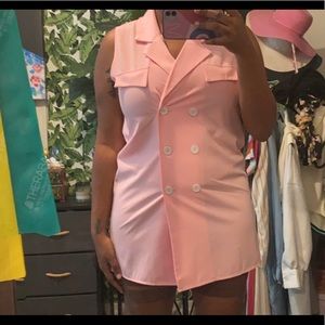 Pink Sleeveless Blazer Dress